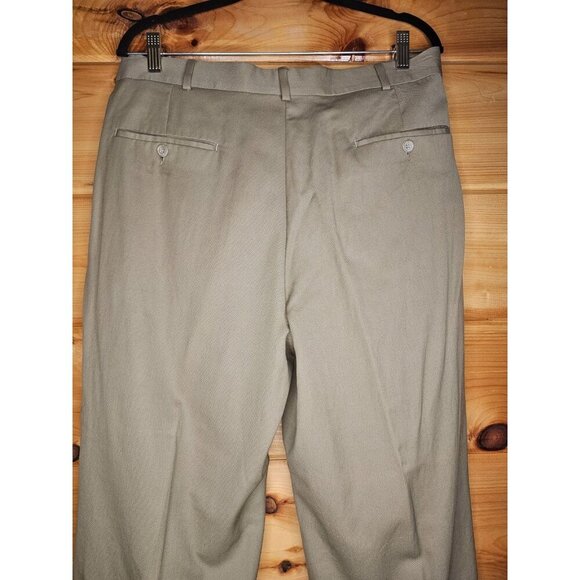 Kenneth Cole Reaction Men's Pants 34/Short Pleated Front Tan Beige 100% Wool - Picture 13 of 13